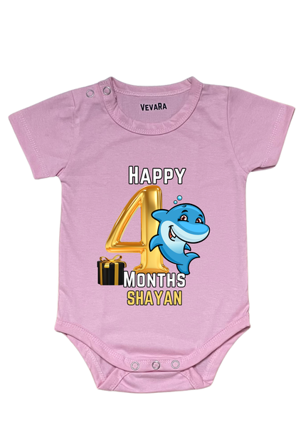 Shark Four Month Milestone With Custom Baby Name - Romper