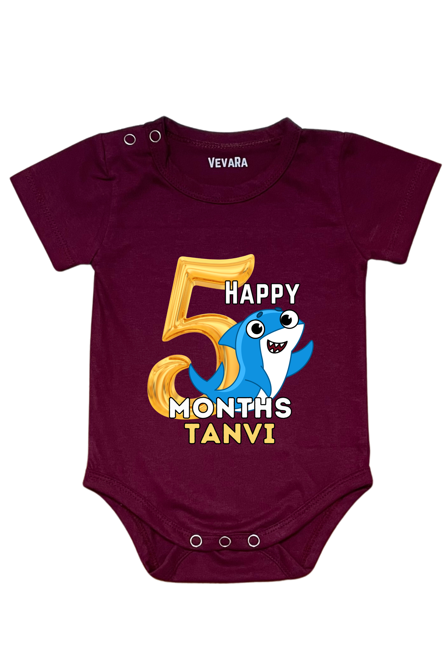 Shark Five Month Milestone With Custom Baby Name - Romper