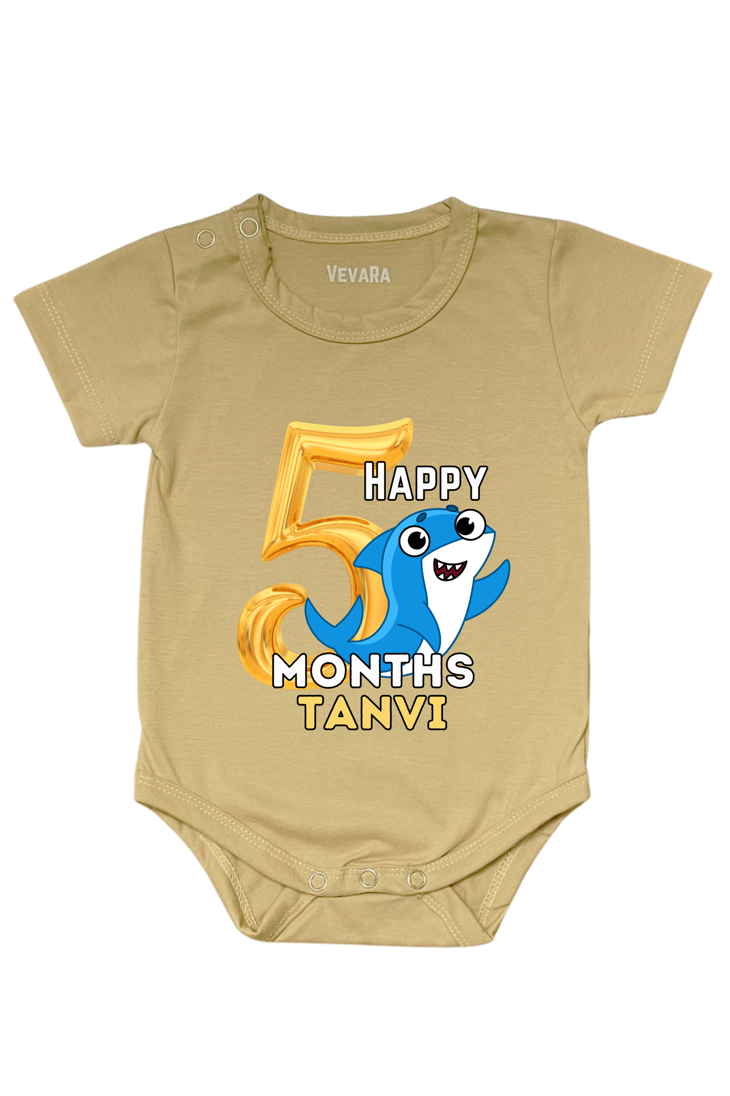 Shark Five Month Milestone With Custom Baby Name - Romper