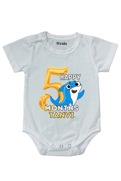 Shark Five Month Milestone With Custom Baby Name - Romper