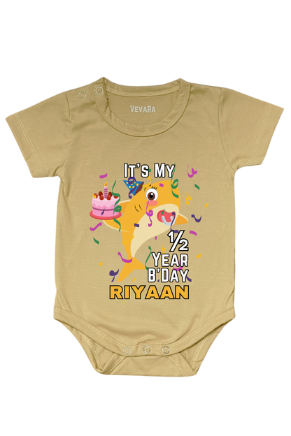 Shark Six Month Milestone With Custom Baby Name - Romper