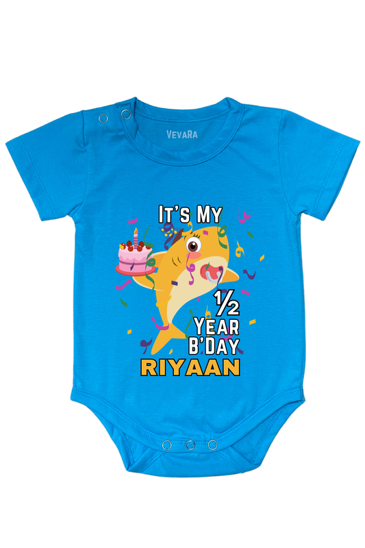 Shark Six Month Milestone With Custom Baby Name - Romper