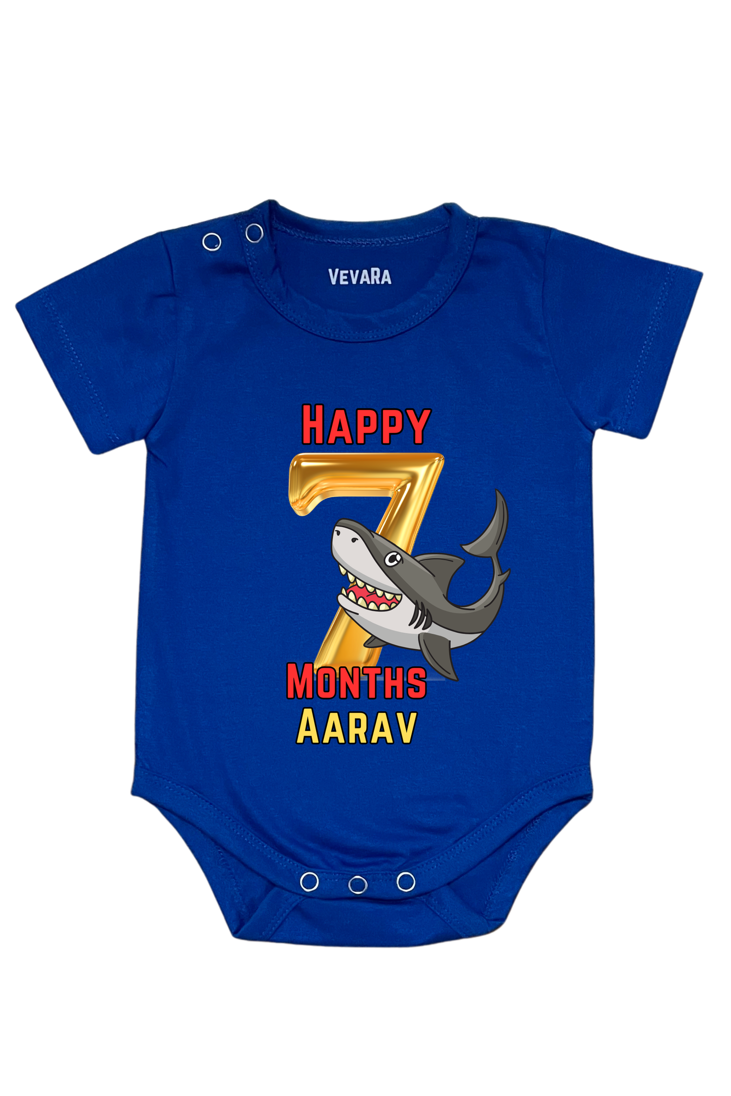 Shark Seven Month Milestone With Custom Baby Name - Romper