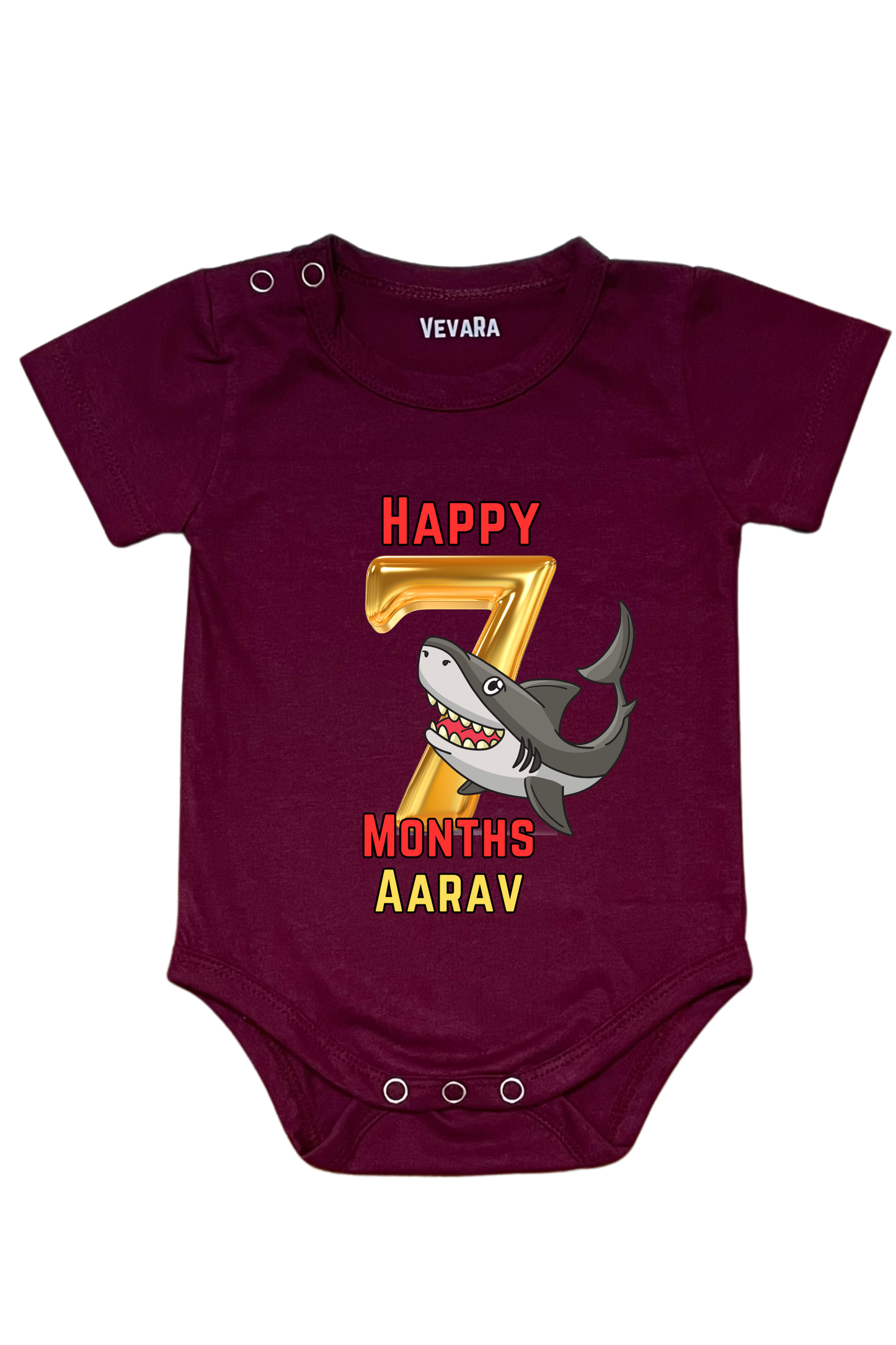 Shark Seven Month Milestone With Custom Baby Name - Romper