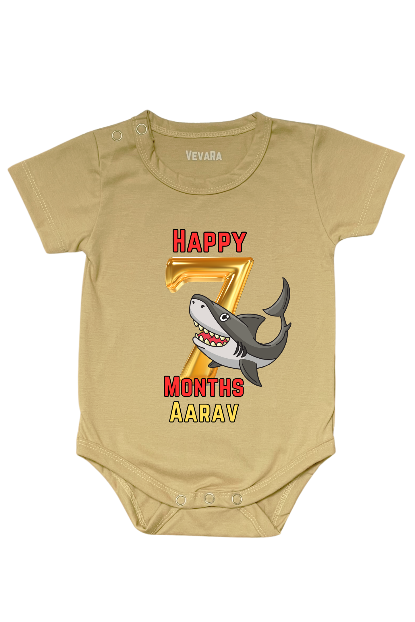 Shark Seven Month Milestone With Custom Baby Name - Romper