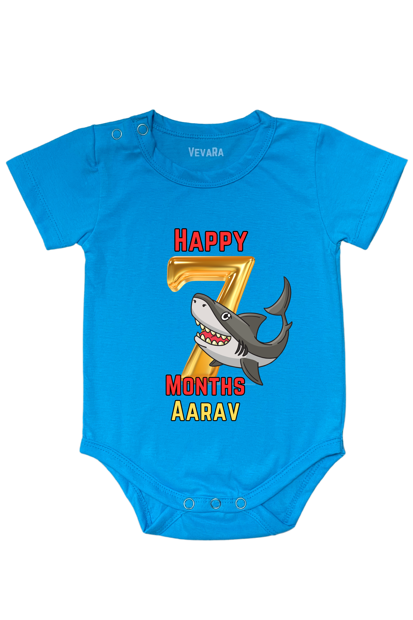 Shark Seven Month Milestone With Custom Baby Name - Romper