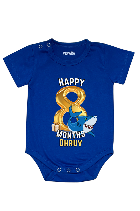 Shark Eight Month Milestone With Custom Baby Name - Romper