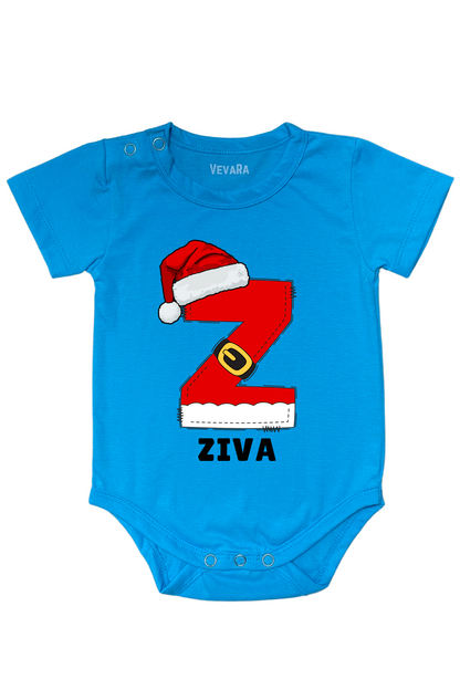 Santa Hat With Custom Font Name - Romper