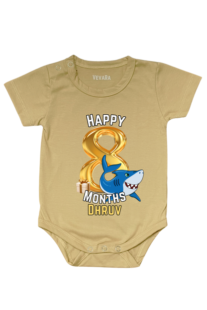 Shark Eight Month Milestone With Custom Baby Name - Romper