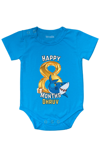 Shark Eight Month Milestone With Custom Baby Name - Romper