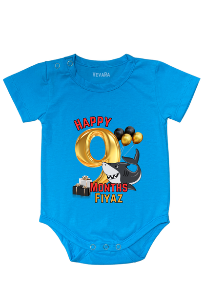 Shark Nine Month Milestone With Custom Baby Name - Romper