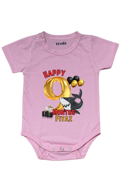 Shark Nine Month Milestone With Custom Baby Name - Romper