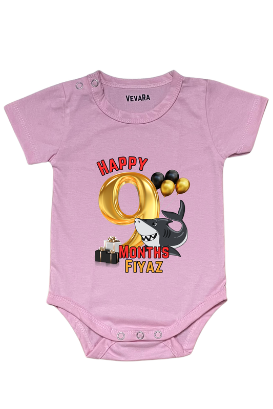 Shark Nine Month Milestone With Custom Baby Name - Romper