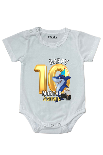 Shark Ten Month Milestone With Custom Baby Name - Romper