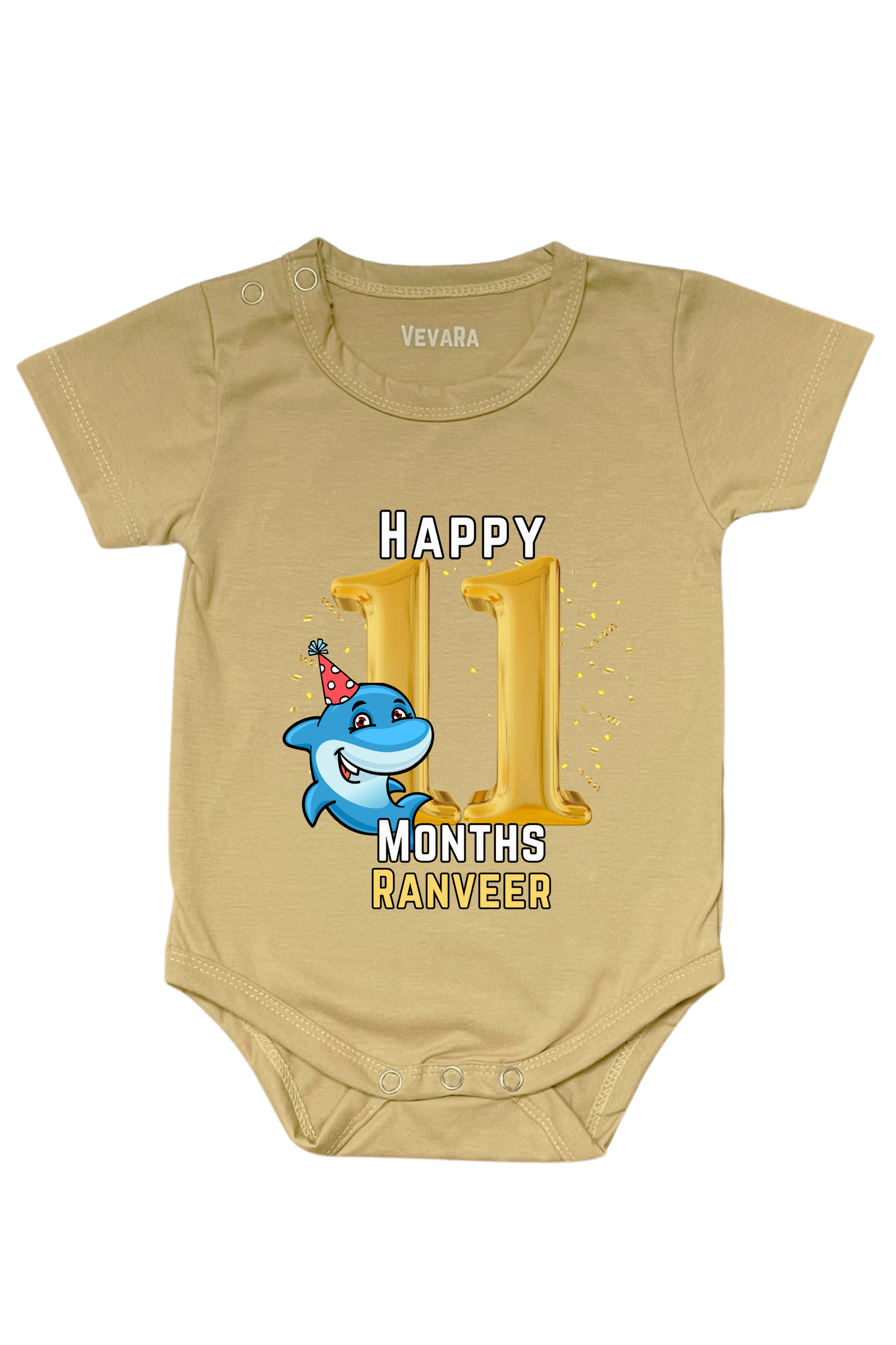 Shark Eleven Month Milestone With Custom Baby Name - Romper