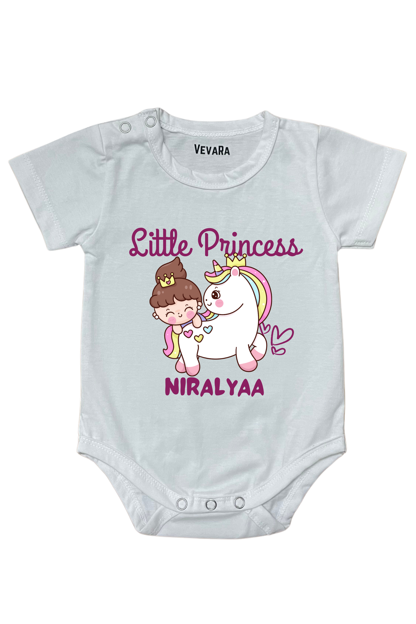 Little Princess Unicorn With Custom Baby Name - Romper