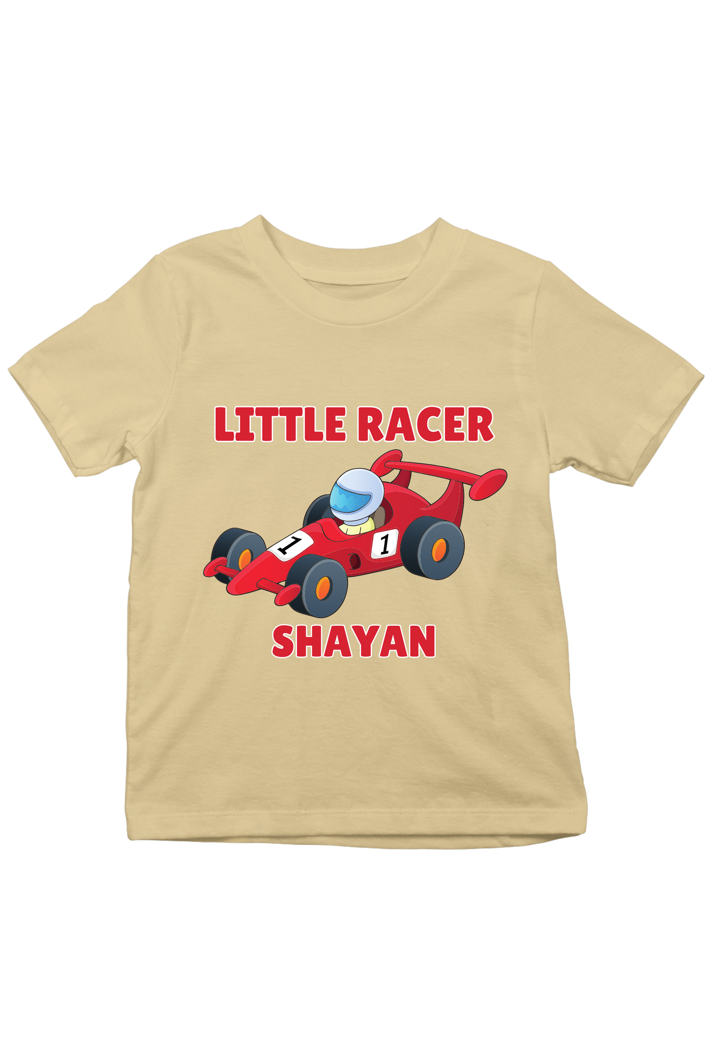 Little Racer With Custom Kids Name Tee