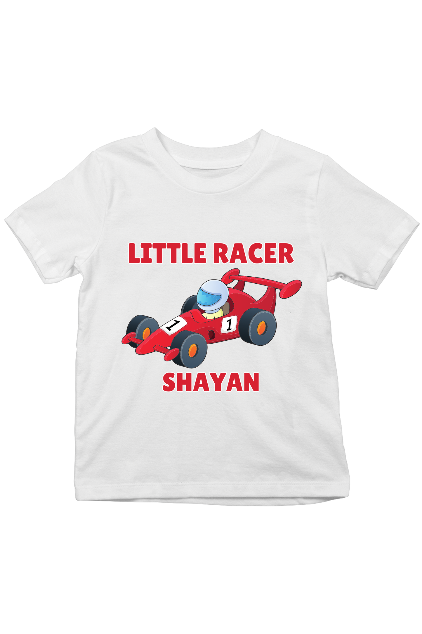 Little Racer With Custom Kids Name Tee