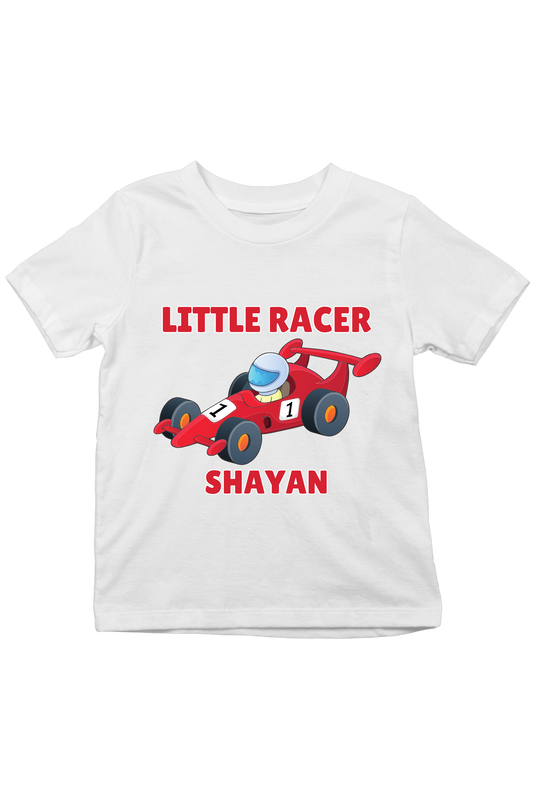 Little Racer With Custom Kids Name Tee