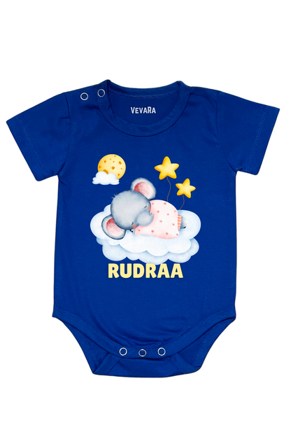 Sleeping Elephant With Custom Baby Name - Romper