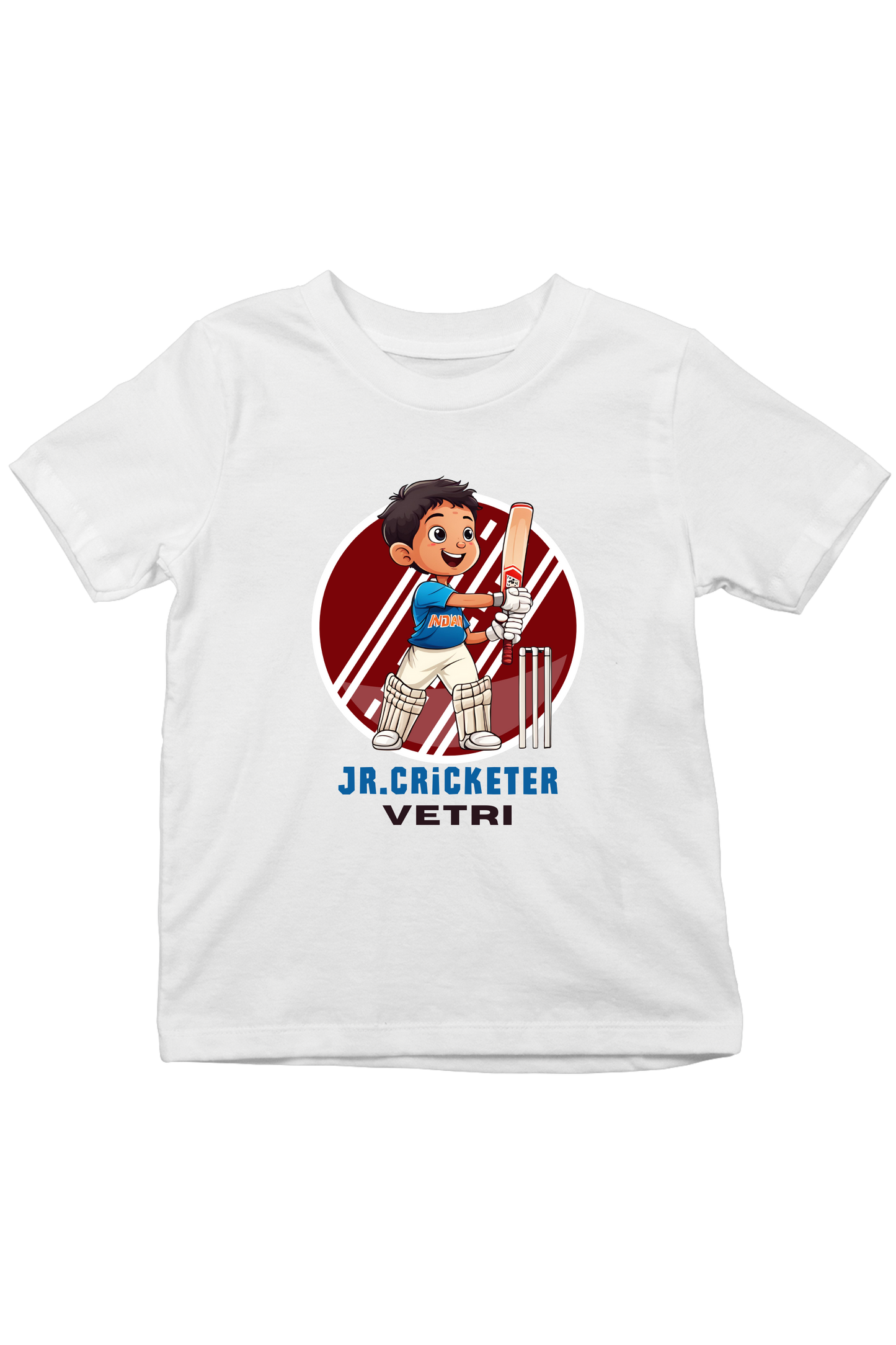 Jr.Cricketer With Custom Kids Name Tee