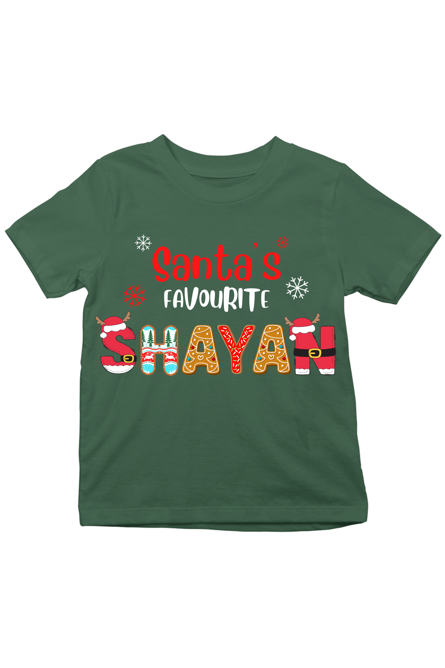 Santa's Favourite With Custom Kids Name Tee