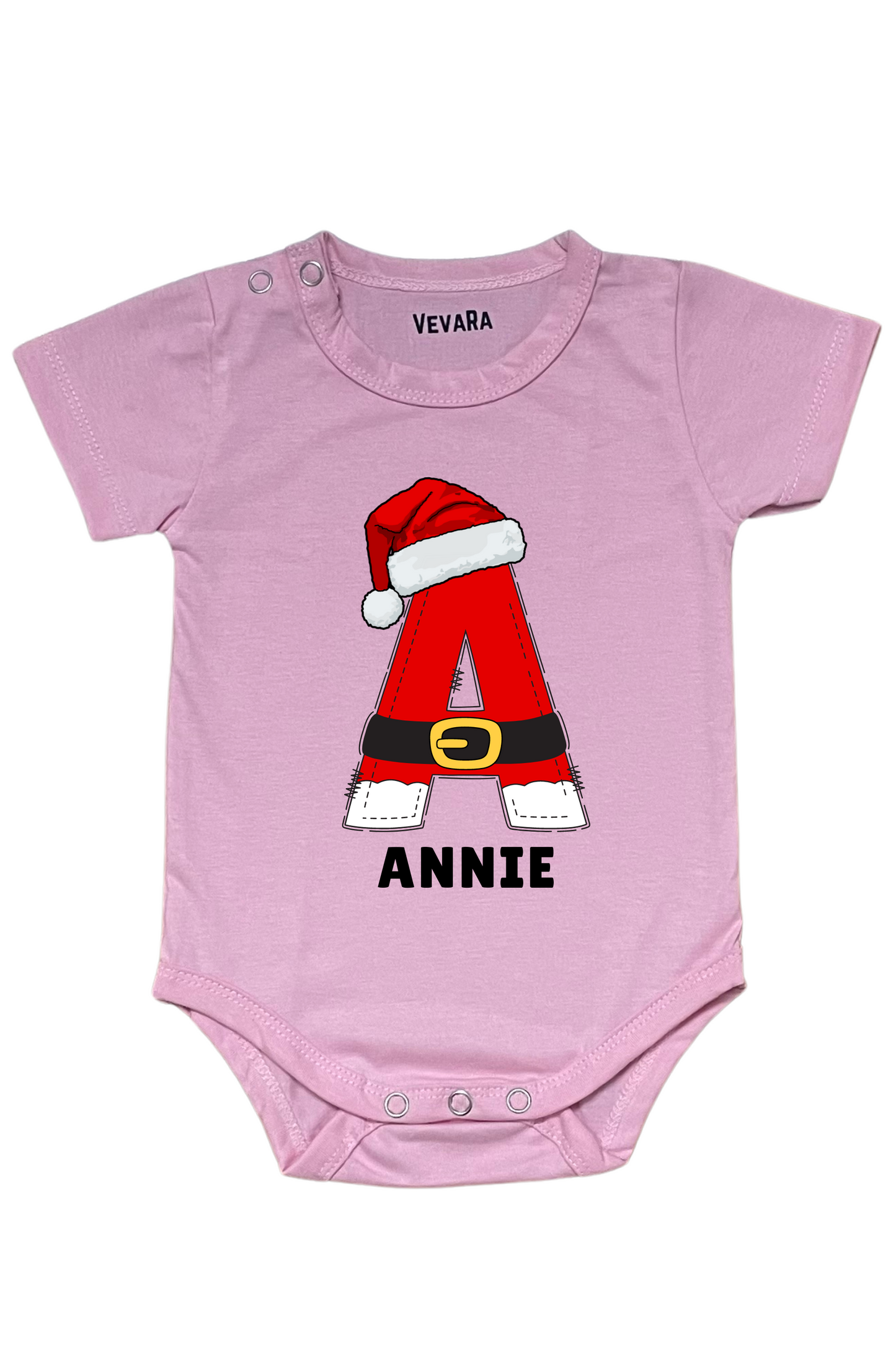 Santa Hat With Custom Font Name - Romper