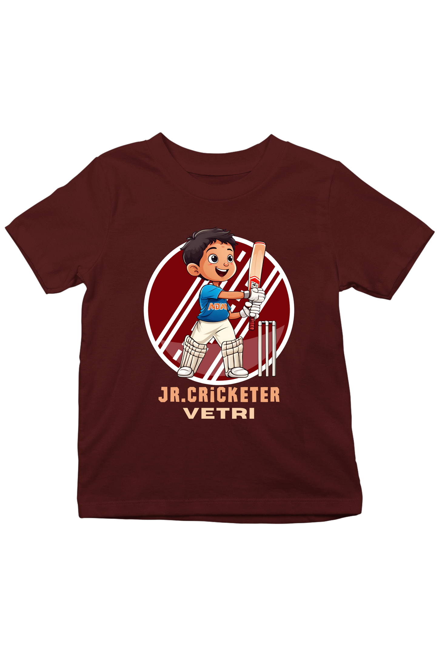 Jr.Cricketer With Custom Kids Name Tee