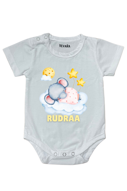 Sleeping Elephant With Custom Baby Name - Romper