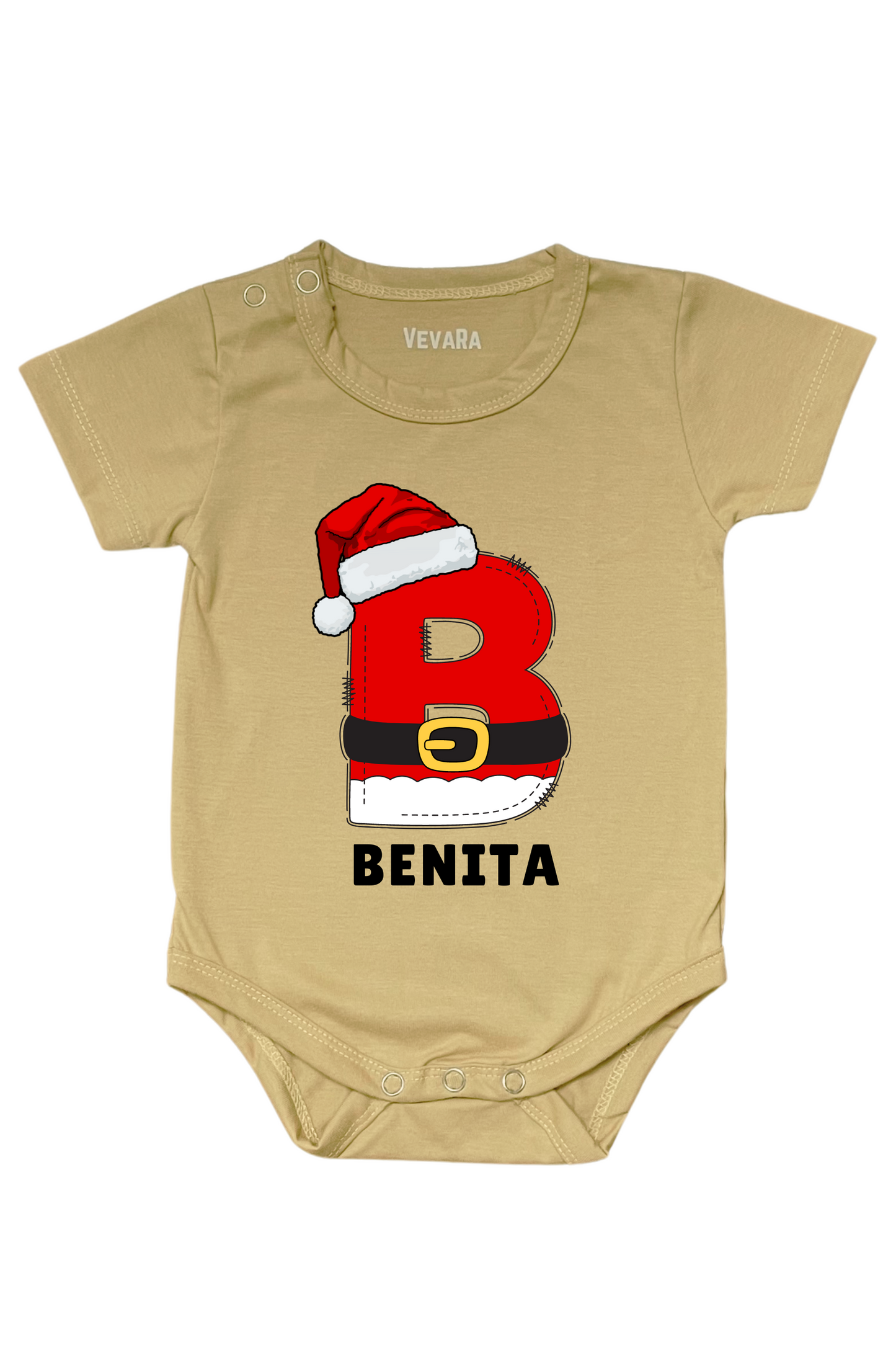 Santa Hat With Custom Font Name - Romper