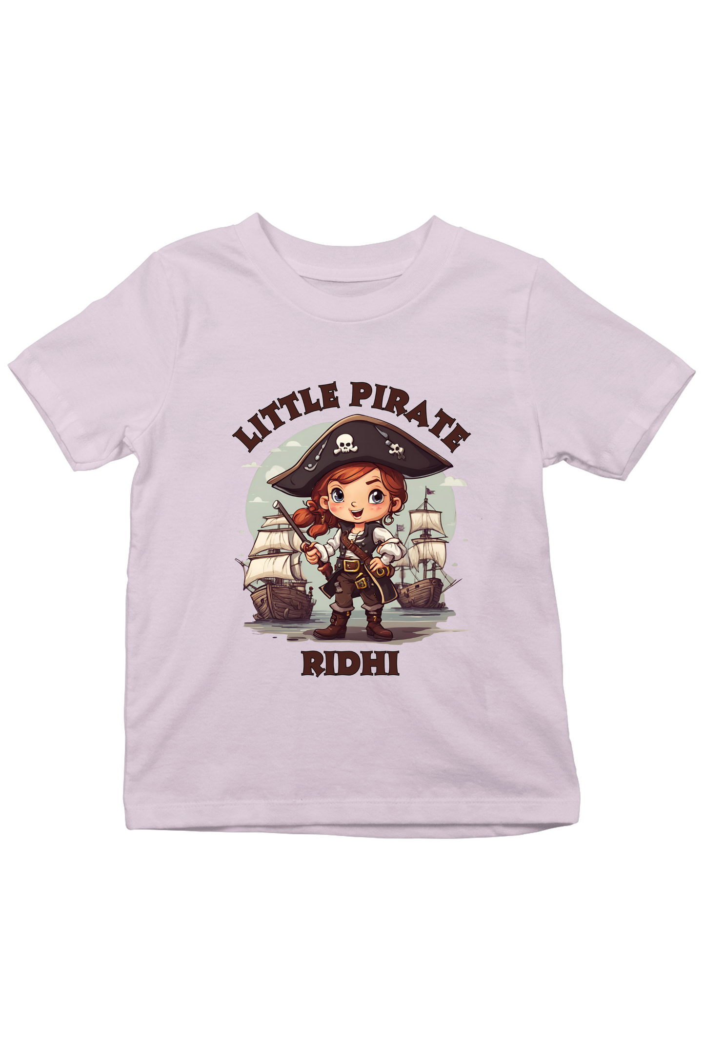 Little Pirate(Girl) With Custom Kids Name Tee