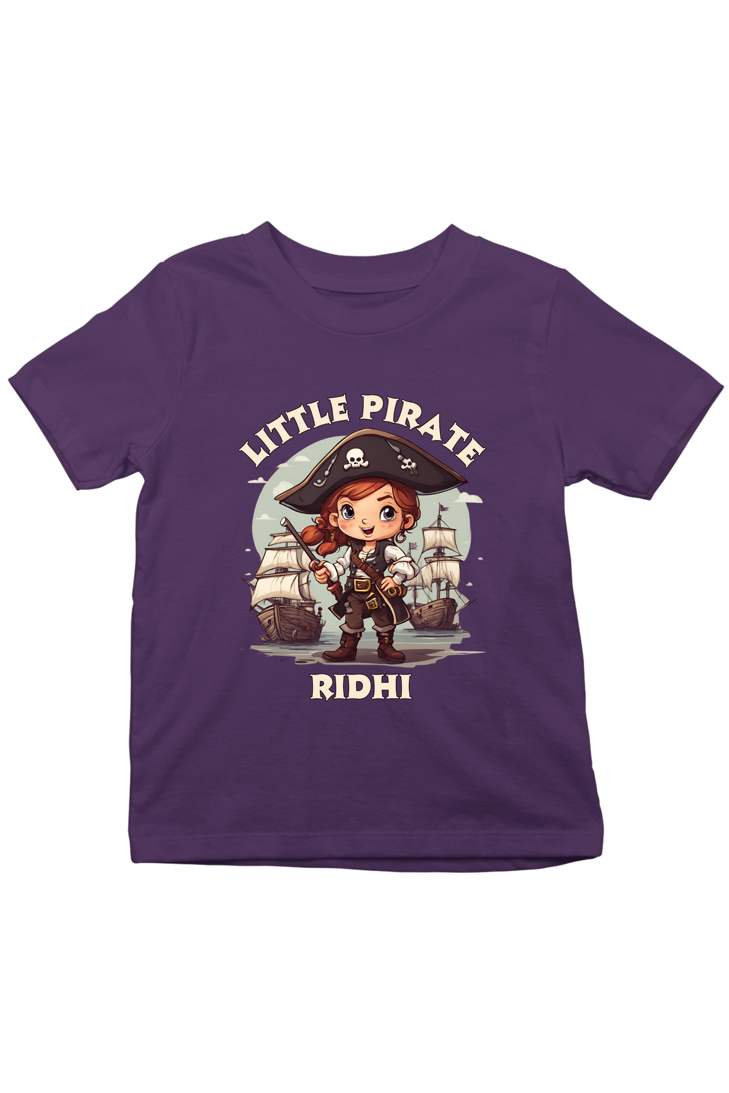 Little Pirate(Girl) With Custom Kids Name Tee