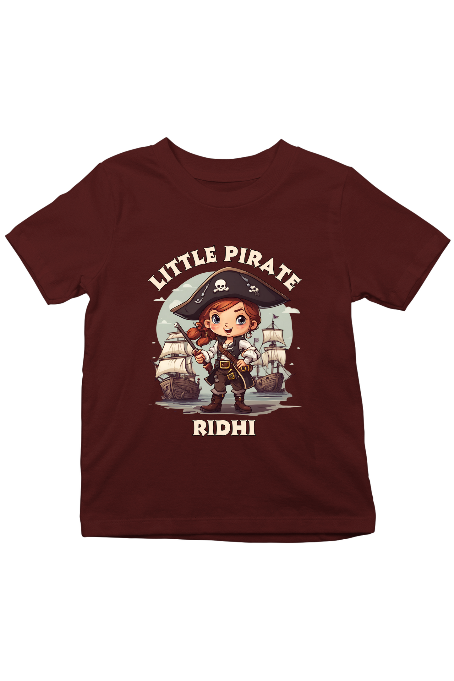 Little Pirate(Girl) With Custom Kids Name Tee