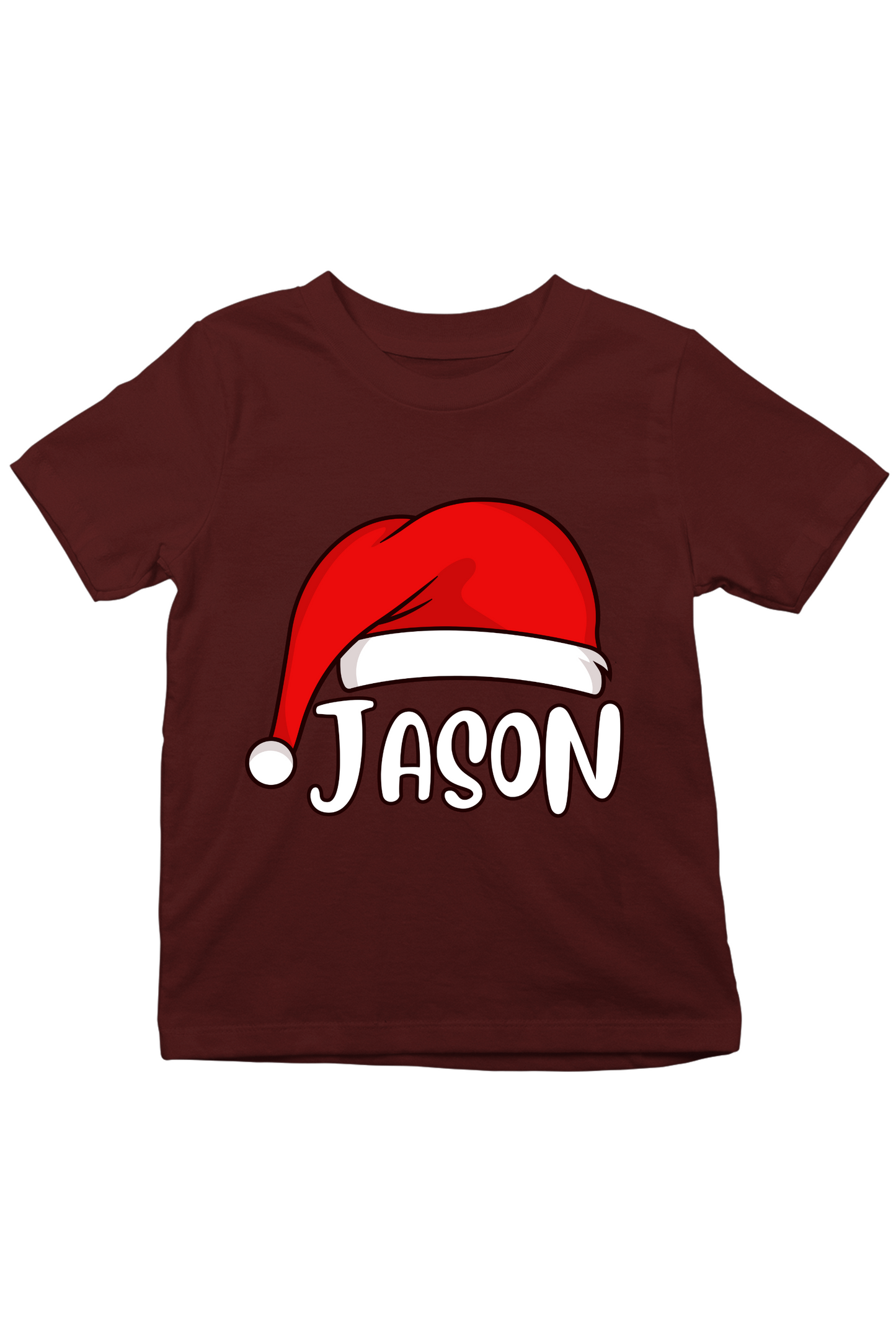 Santa Hat With Custom Kids Name Tee