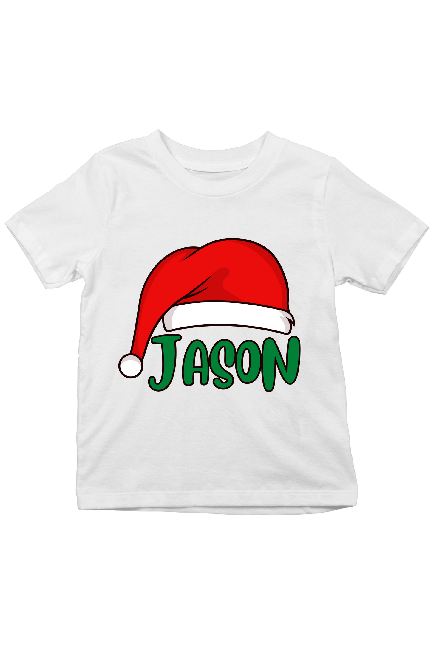 Santa Hat With Custom Kids Name Tee