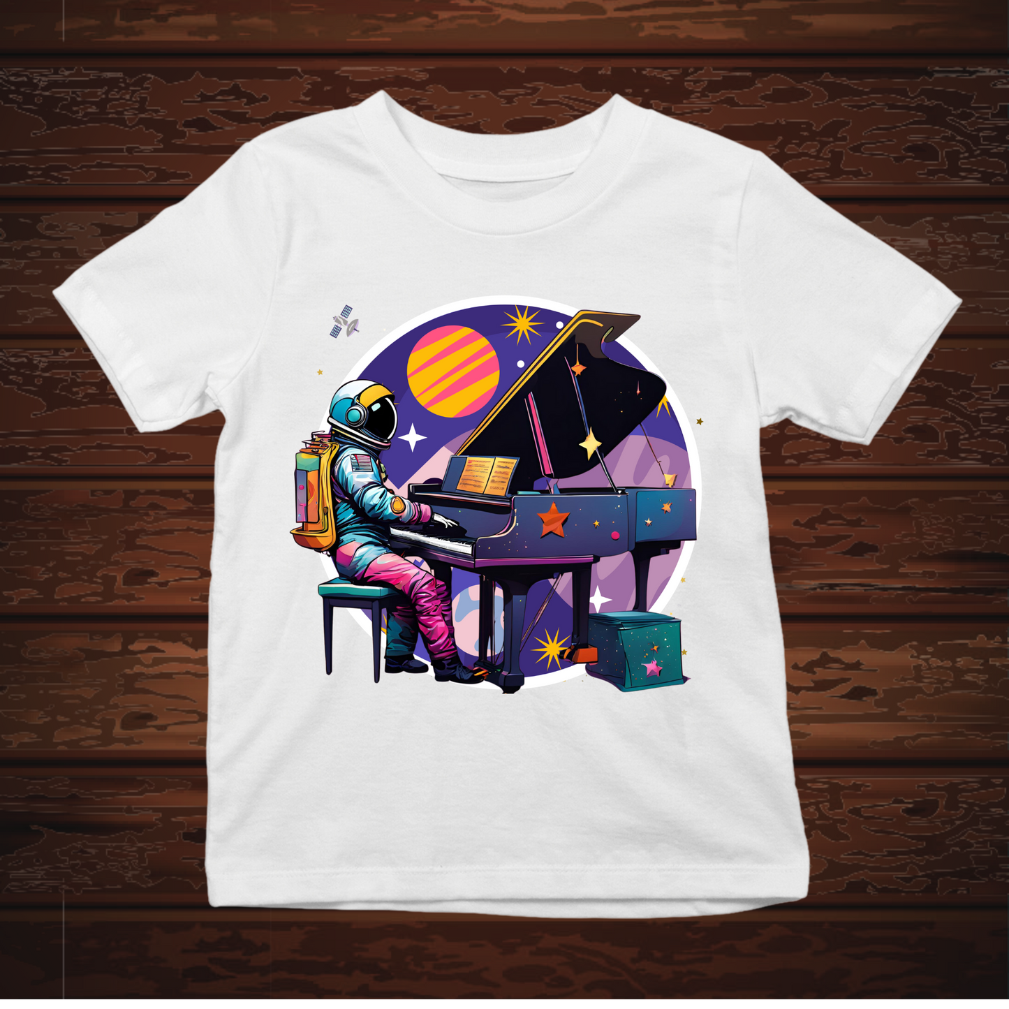 Astronaut Playing Piano - Kids Tee