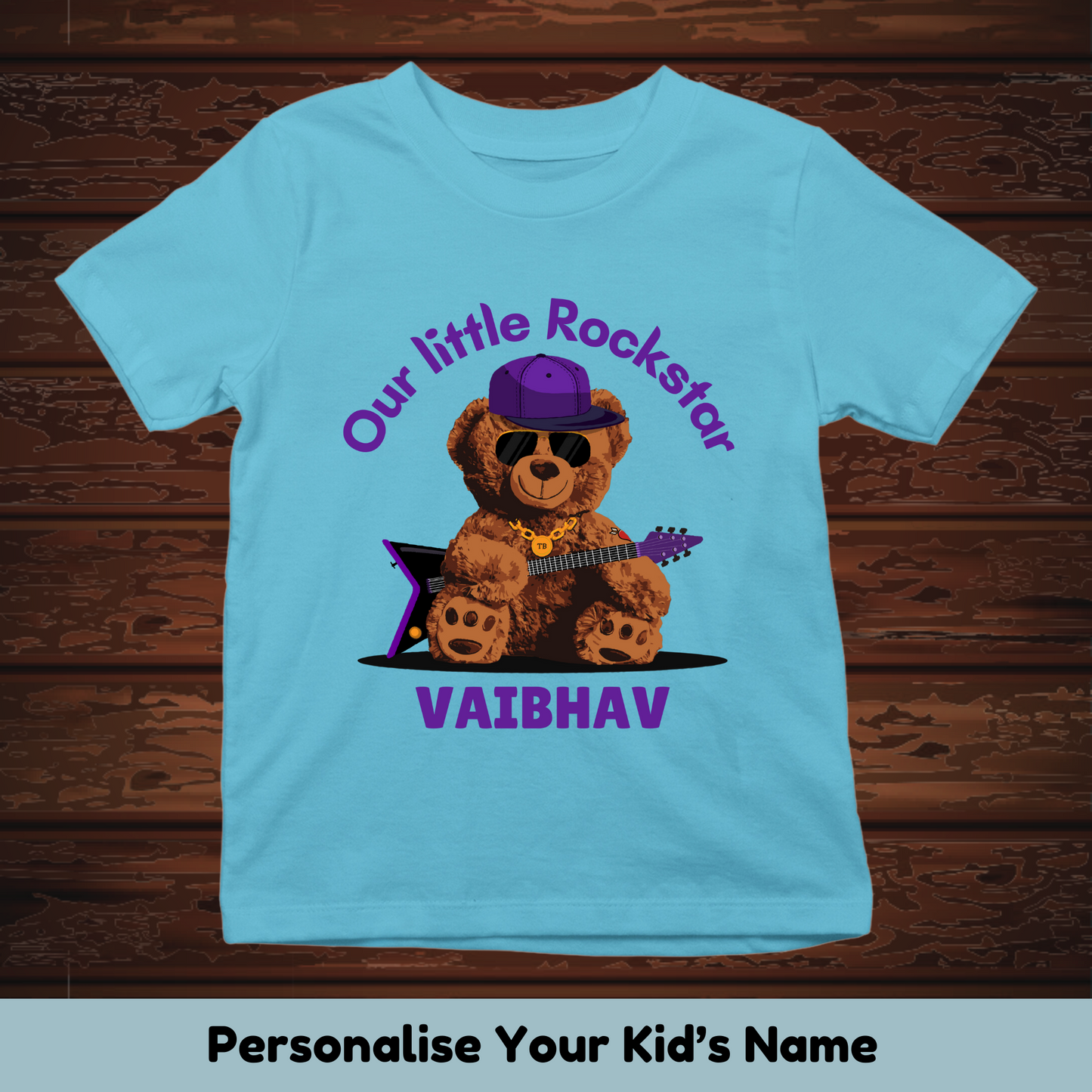 Little Rockstar Teddy Custom Kids Tee