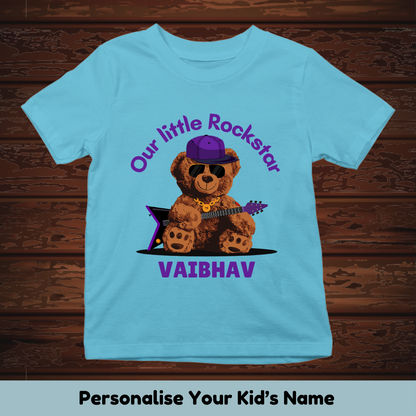 Little Rockstar Teddy Custom Kids Tee