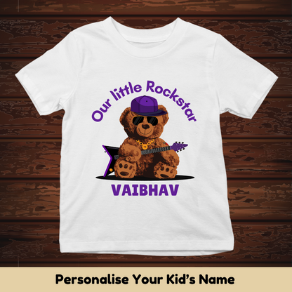 Little Rockstar Teddy Custom Kids Tee