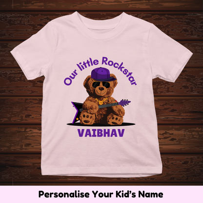 Little Rockstar Teddy Custom Kids Tee