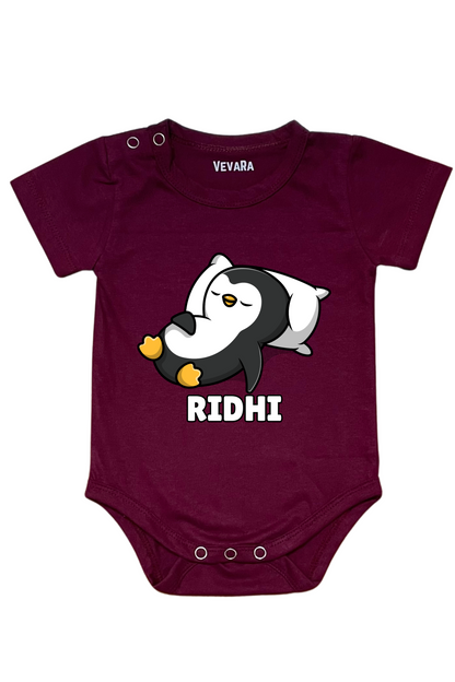 Sleeping Penguin With Custom Baby Name - Romper