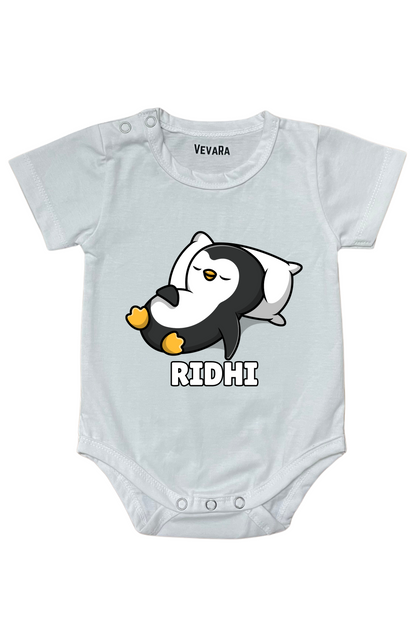 Sleeping Penguin With Custom Baby Name - Romper