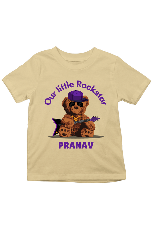 Little Rockstar With Custom Kid Name - Kids Tee