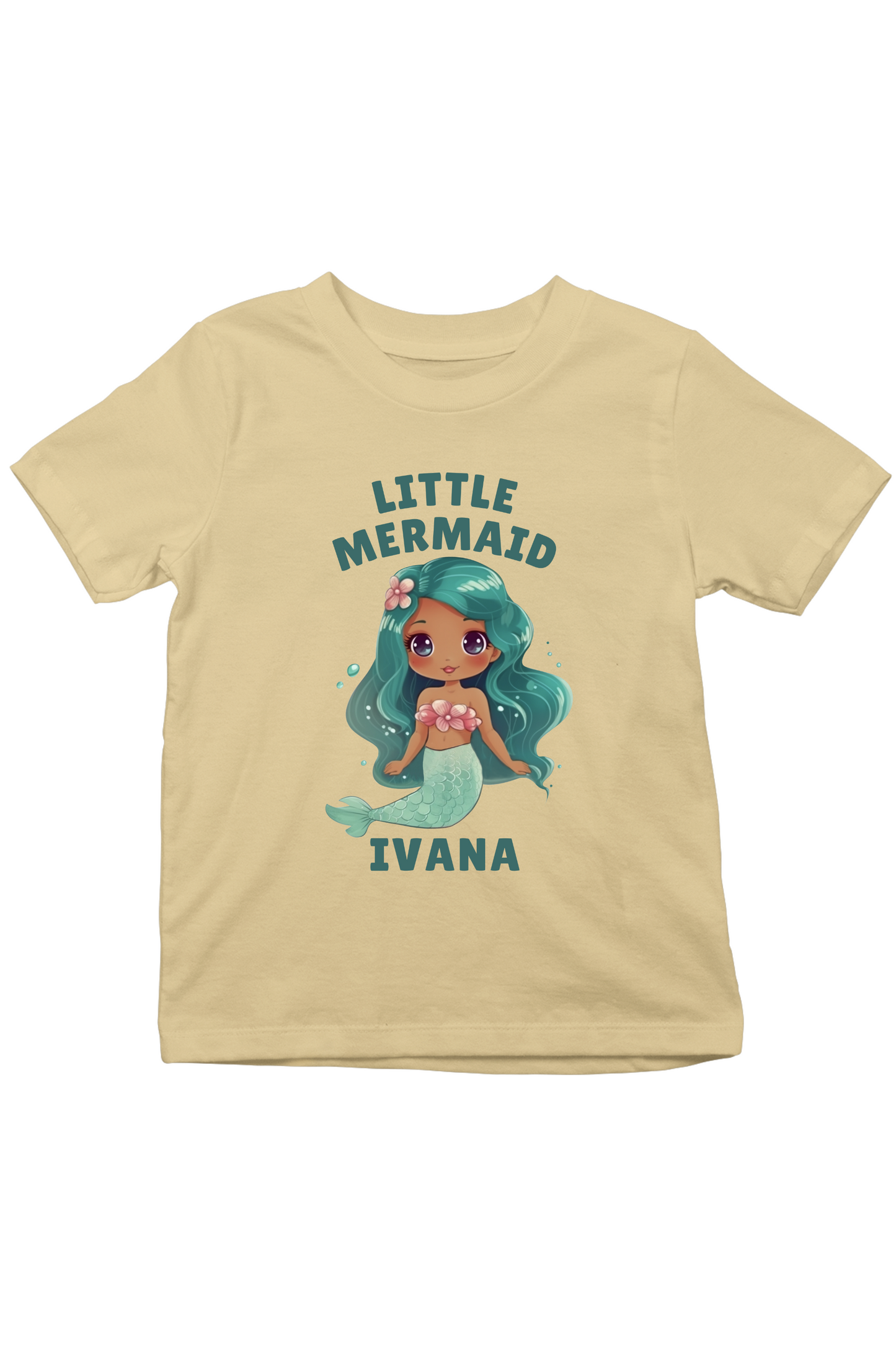 Little Mermaid With Custom Kid Name - Kids Tee