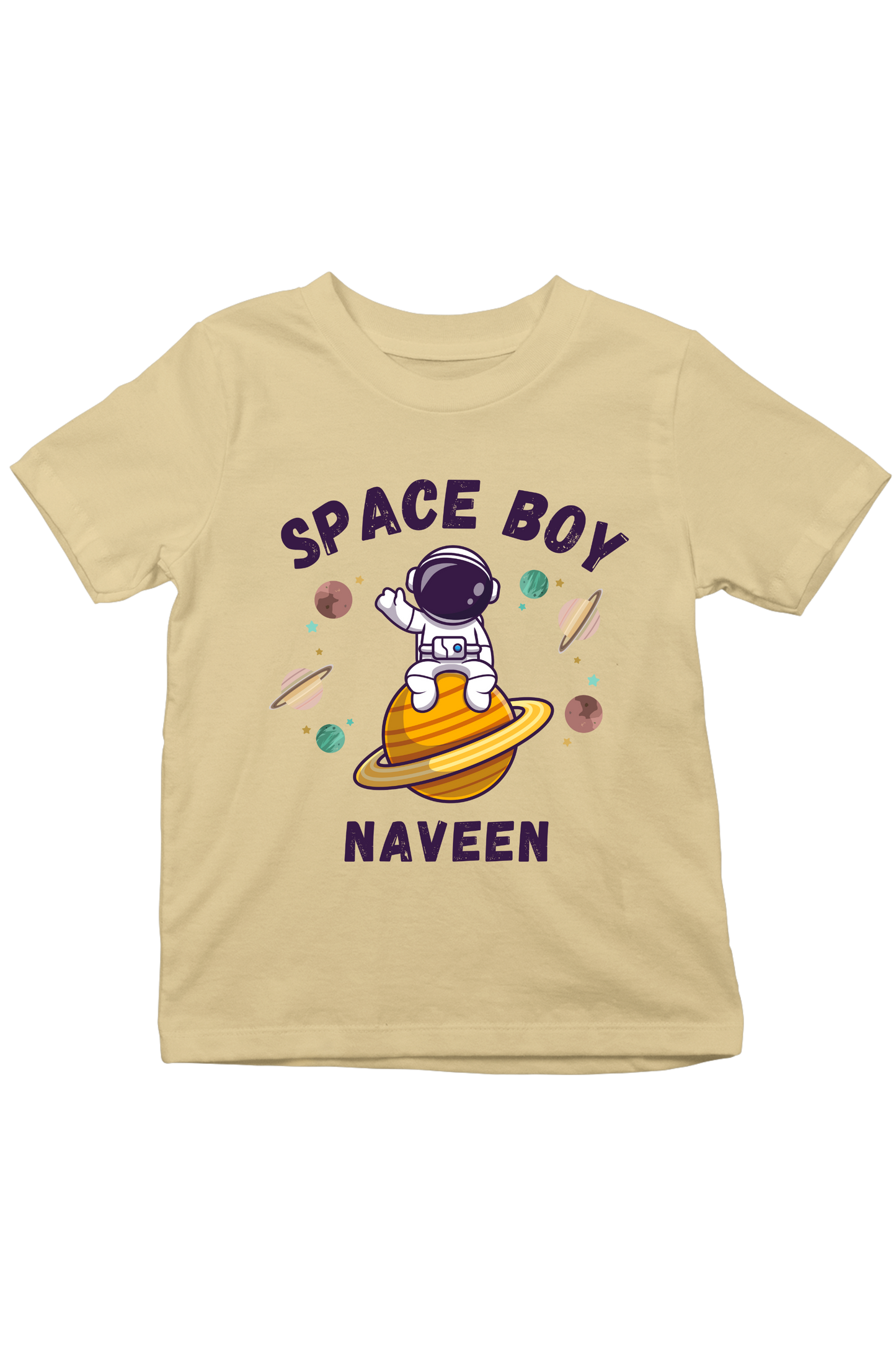 Space Boy With Custom Kid Name - Kids Tee