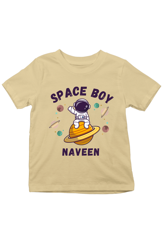 Space Boy With Custom Kid Name - Kids Tee