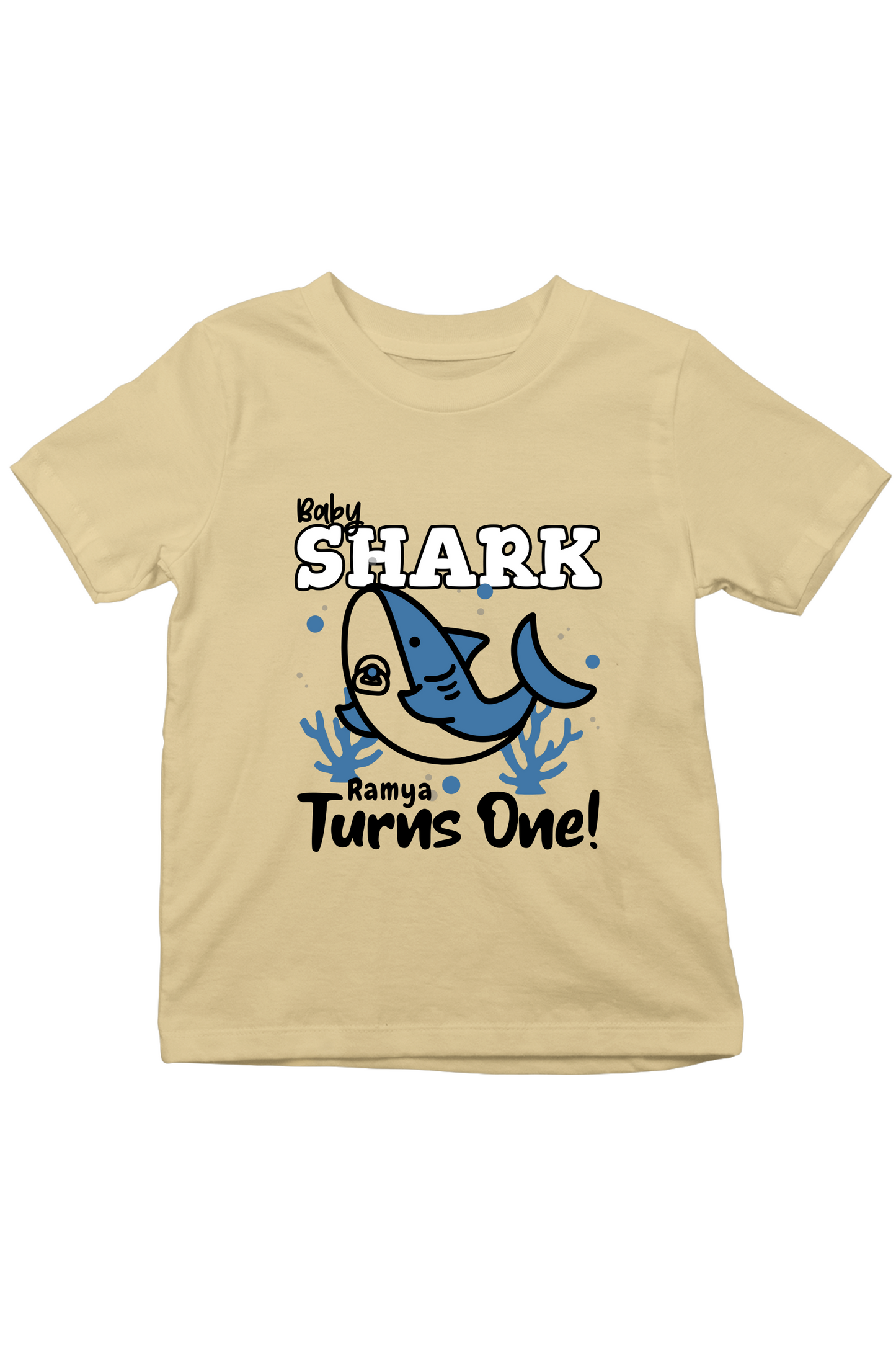 Baby Shark Turns One With Custom Kid Name - Kids Tee