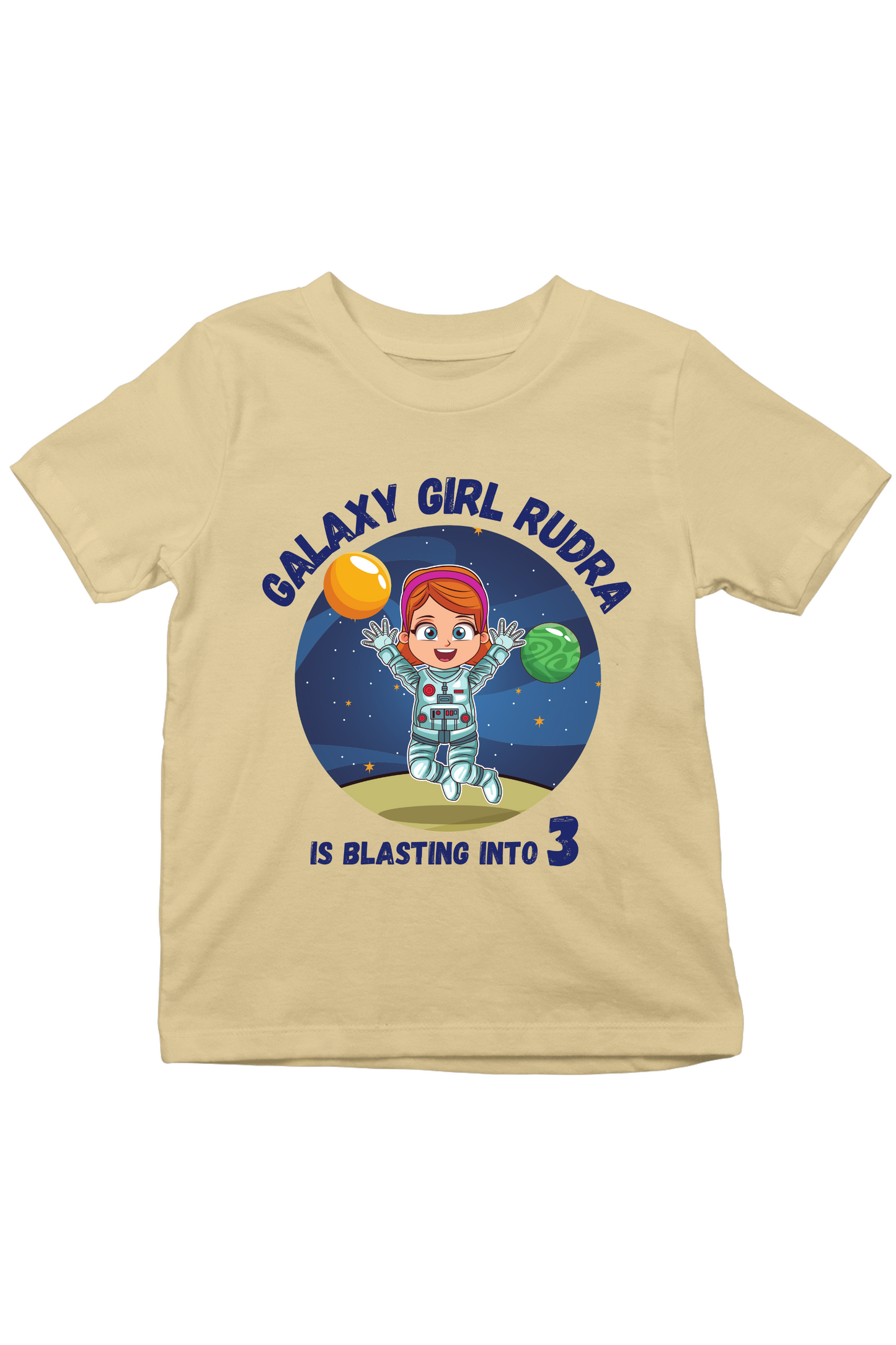 Galaxy Girl With Custom Kid Name & Age - Kids Tee