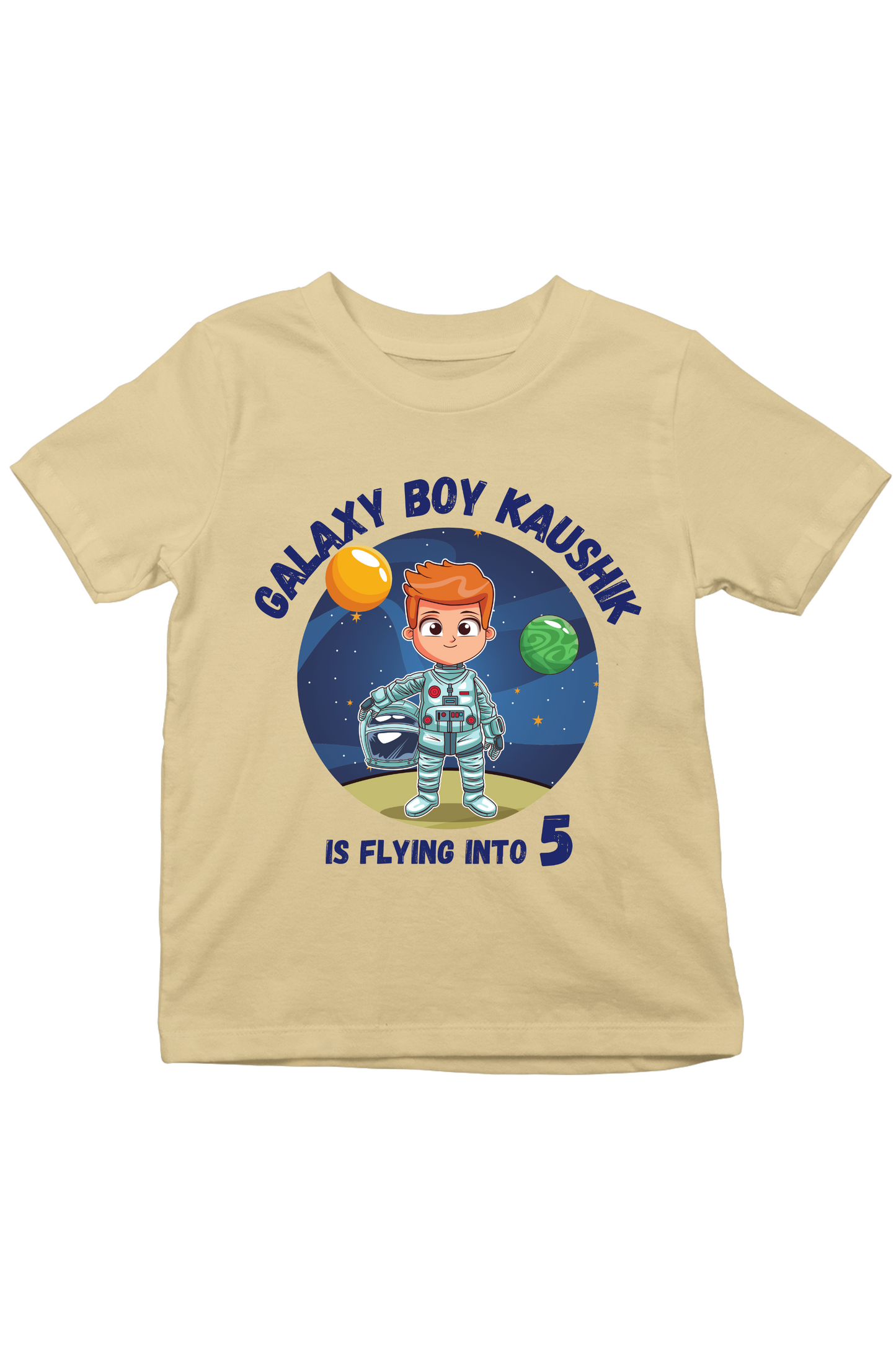 Galaxy Boy With Custom Kid Name & Age - Kids Tee