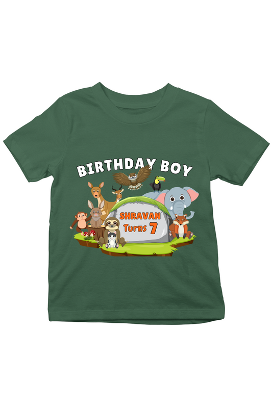 Jungle Birthday With Custom Name & Age - Kids Tee